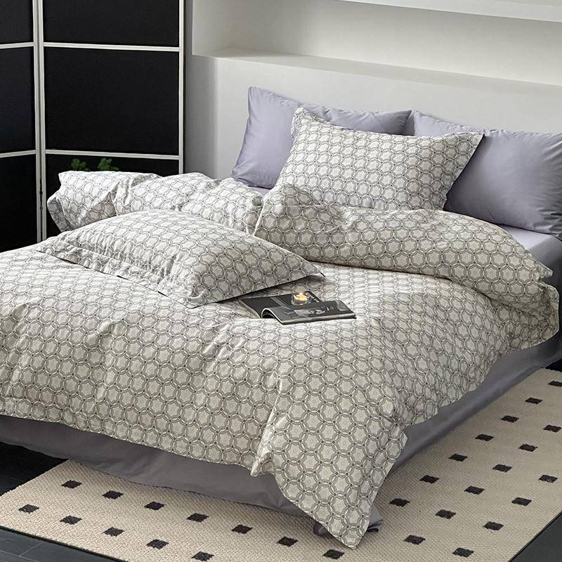 美式100支长绒棉全棉四件套复古花卉数码印花纯棉被套床单床用品