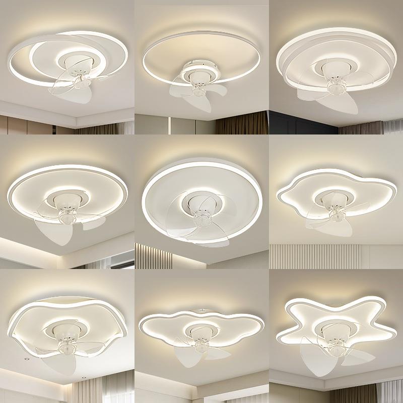 卧室风扇灯2025新款吸顶灯现代简约餐厅客厅儿童隐形摇头电扇灯具
