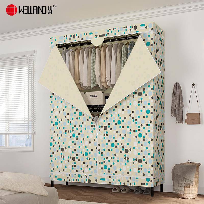 4I衣柜出租房用简易布衣柜结实耐用全钢架全封闭拉链式防尘衣