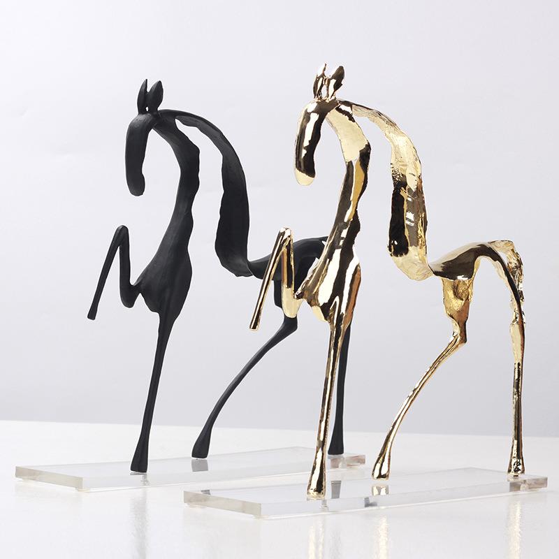 新中式样板间软装饰品书房办公室桌面家居摆设创意动物艺术马摆件