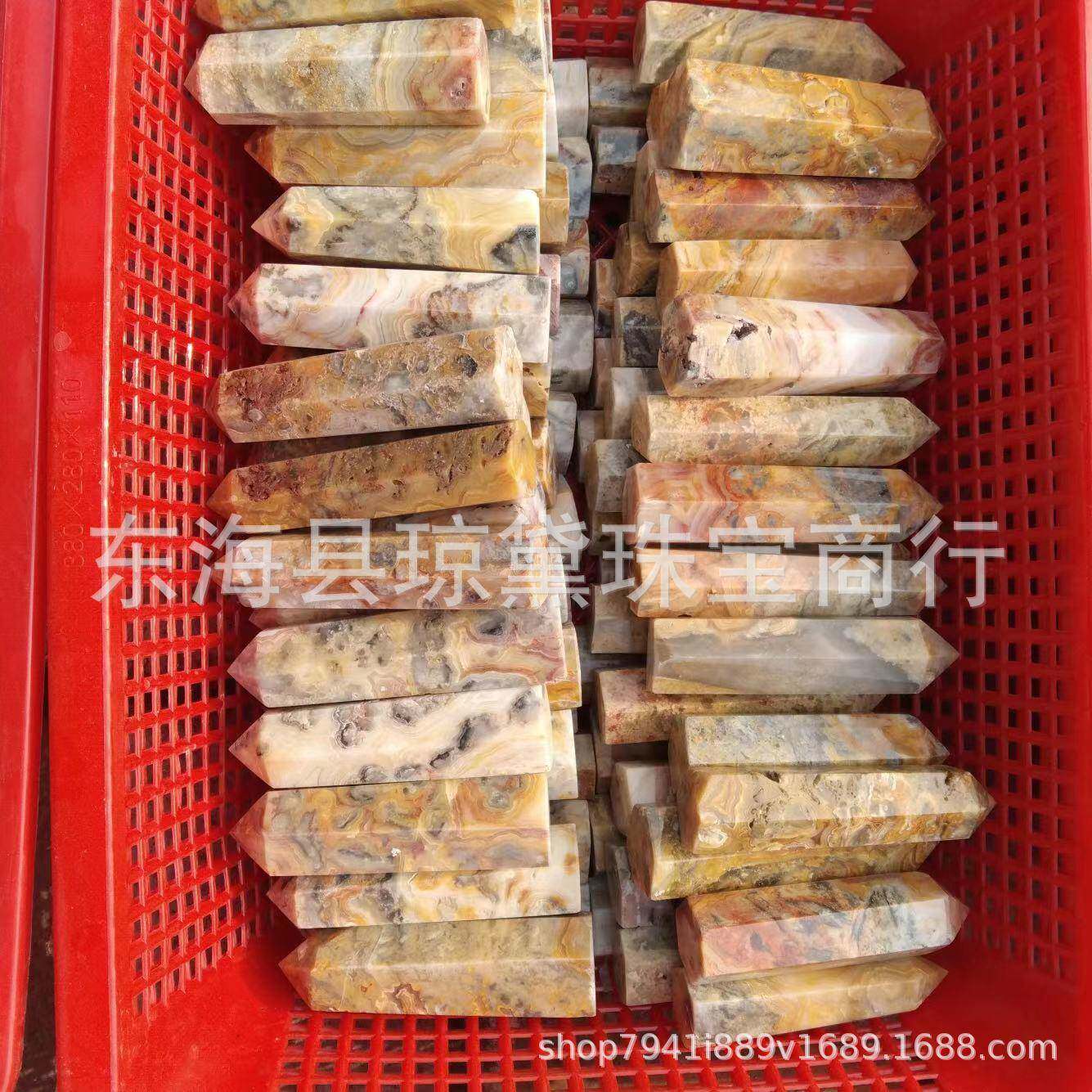 天然疯狂玛瑙六棱单面柱风水柱消磁适于生活装饰居家摆件