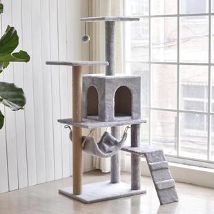 TEMU畅销剑麻猫爬架中型稳固猫窝猫树抓板一体架子猫玩具台猫抓柱