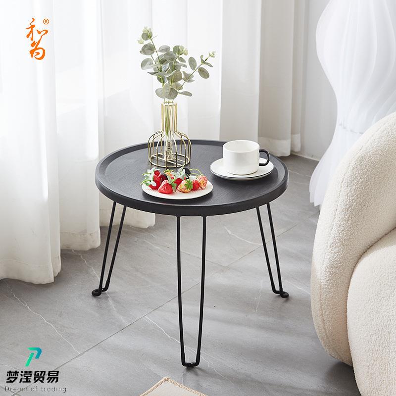 折叠圆桌子户外露营便携式塑料桌阳台庭院迷你网红野餐榻榻米边桌