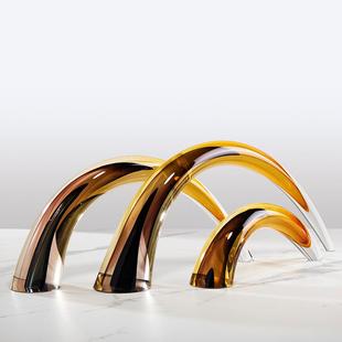 轻奢高档捷克水晶气泡牛角摆件客厅插花创意玻璃网红透明餐桌花瓶