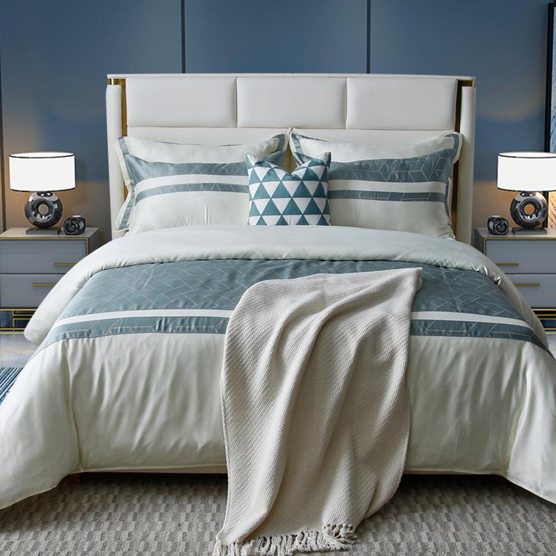 软装样板间展厅实木美式含芯床上用品配套现代简约家具卖场床品