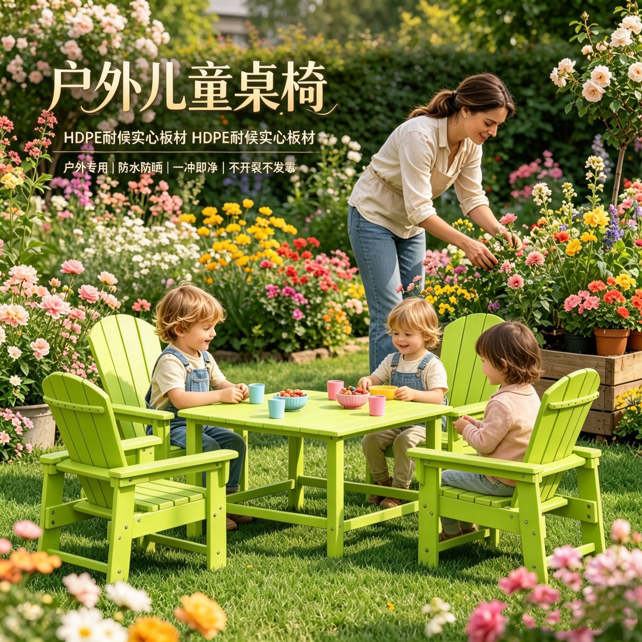 户外儿童桌椅庭院露台外摆玩具桌