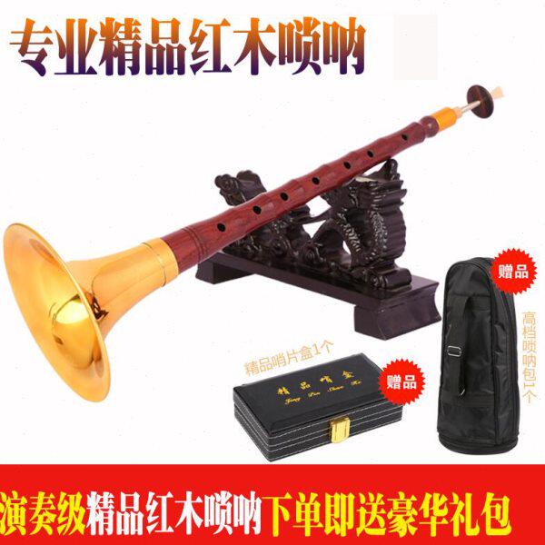 高档专业演奏级精品红木唢呐乐器全套初学者dD调纯铜锁呐大小喇叭