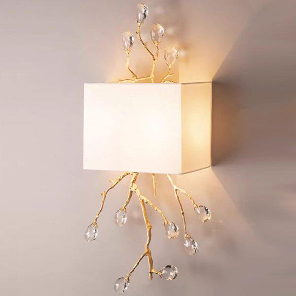 爱贝 全铜花蕾水晶壁灯欧美法式布罩客餐厅背景墙走廊卧室床头灯