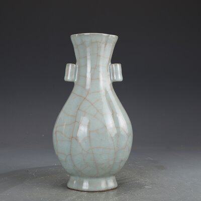 花瓶宋瓷宋代官窑青釉贯耳瓶仿古瓷器古董古玩五大名窑收藏品花瓶