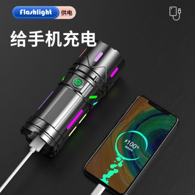 手电筒强光充电户外远射超亮家用多功能自行车18650登山白激光