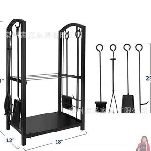 工具木柴工具架放置物架堆放现代简约木柴室内外壁炉金属柴火储存