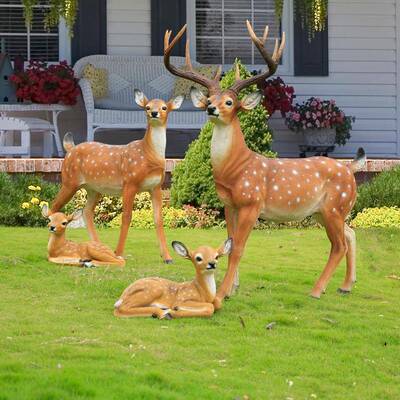 户外仿真梅花鹿雕塑玻璃钢动物公园林景观庭院小区美陈装饰品摆件