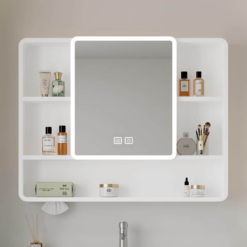 新款圆弧智能镜柜卫生间挂墙式单独镜箱带置物架美妆镜收纳抽纸孔,家装主材,浴室镜柜,淘宝优惠券,粉丝福利购,淘宝优惠卷