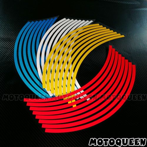 适用本田铃木川崎雅马哈摩托车轮毂贴花钢圈轮胎反光贴纸17/18寸