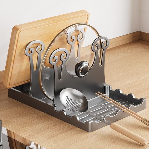 304不锈钢厨房锅盖架菜板架台面收纳置物架案板放勺筷铲子多功能