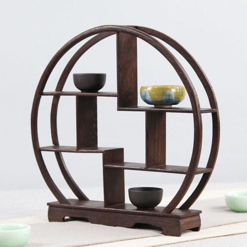 实木中式博古架鸡翅木小多宝阁紫砂茶壶茶具架子置物架摆件展示架