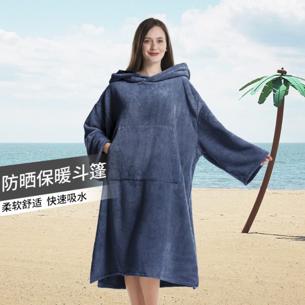 沐涛浴袍外套保暖户外毛巾珊瑚绒吸水晒防走光游泳披风衣温泉沙滩
