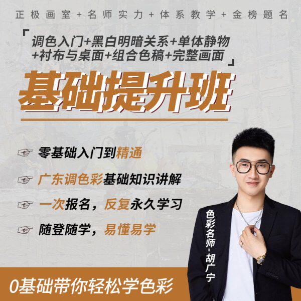 胡广宁色彩名师静物教学轻松学色彩基础班+提升班 二合一