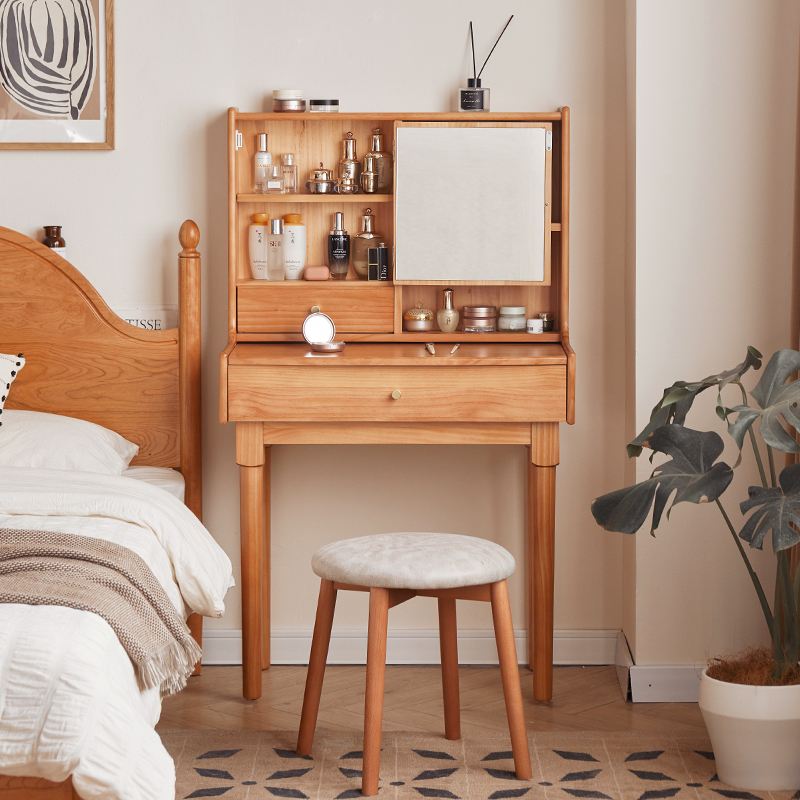 北欧实木梳妆台小型卧室化妆台