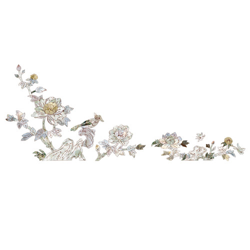 大盟中国风花鸟复古家具水移画仿螺钿贴纸乐器古筝面板水转印贴画