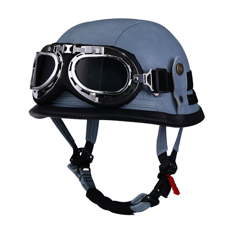 复古摩托机车头盔四季男女通用A半盔夏季瓢盔轻便电动车安全帽钢