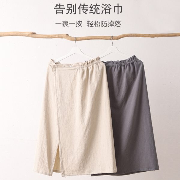 浴巾女家用可穿可裹棉麻吸水速干2024新款浴裙成人薄款夏天男浴衣