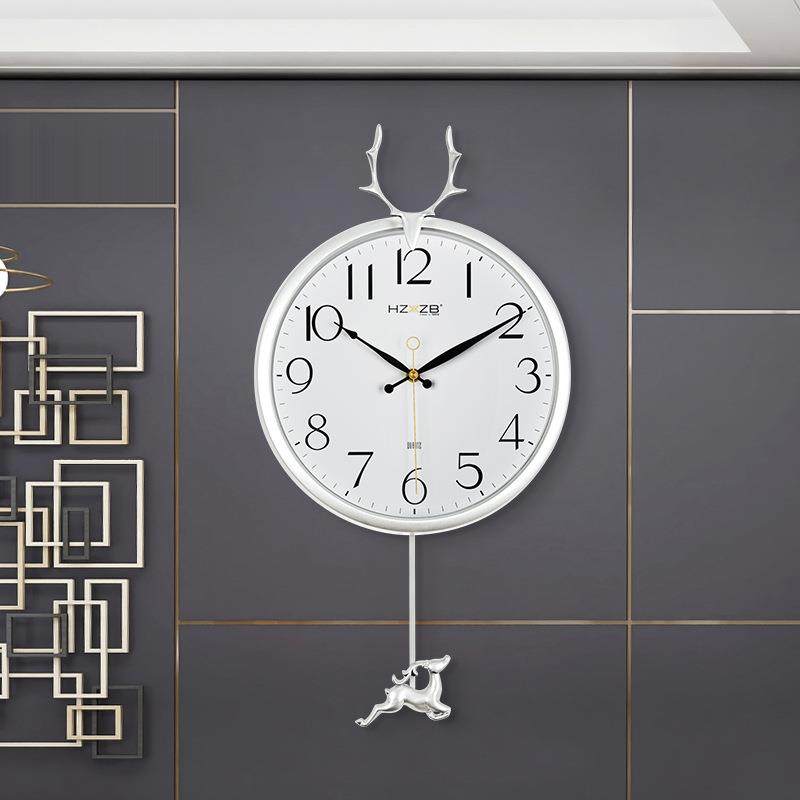 北欧鹿头挂钟时尚家用时钟客厅欧式挂表现代简约大气挂墙网红钟表