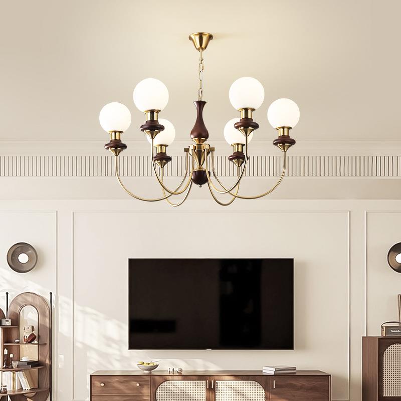 中古风客厅餐厅魔豆灯具实木法式复古美式书房卧室衣帽间吊灯