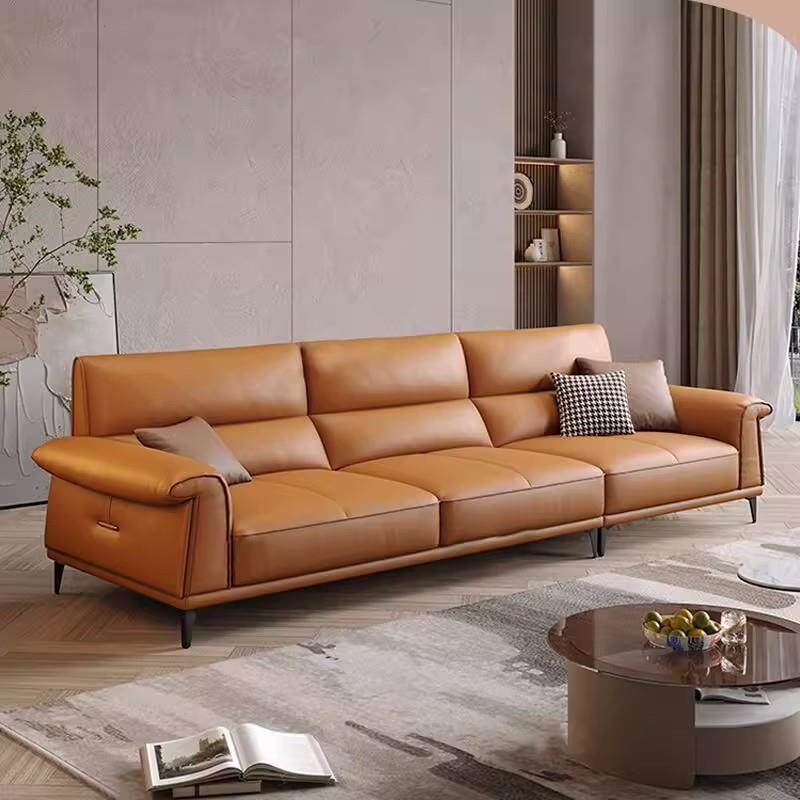 意式极简真皮沙发小户型三人位现代轻奢沙发客厅北欧直排新款组合