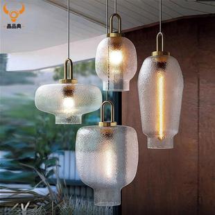 北欧简约艺术玻璃餐厅吧台床头吊灯设计师样板房复古商用前台灯具