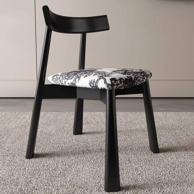 家用实木餐椅北欧家用餐桌靠背椅子意式极简中古设计师黑色家居凳