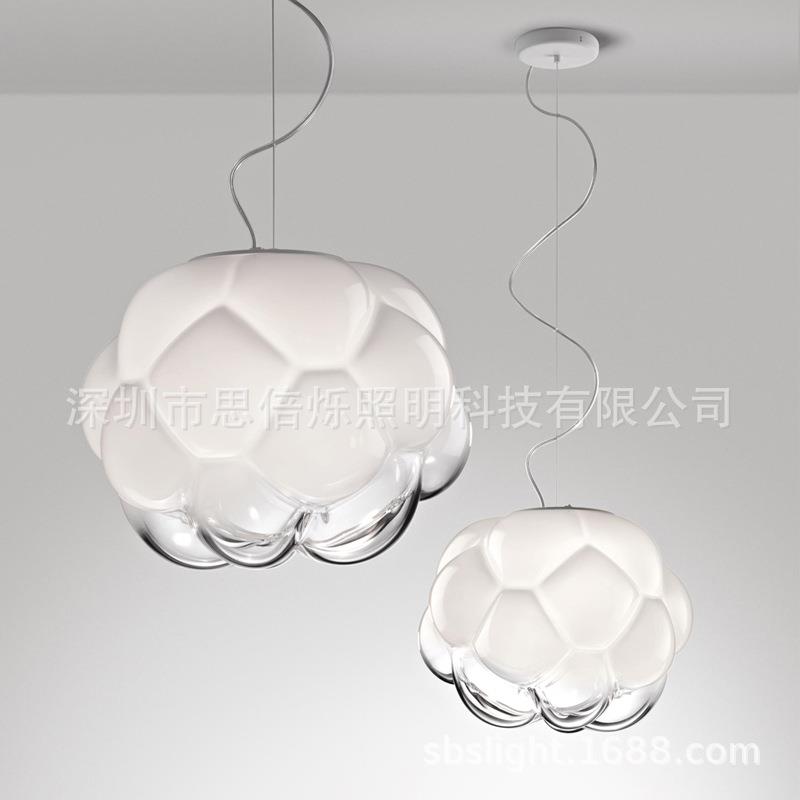 餐厅单头云朵吊灯北欧玻璃花后现代艺术公主儿童房床头简约吊灯