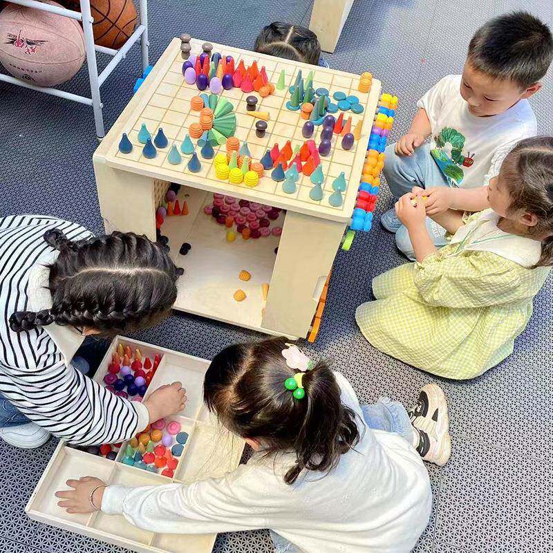 幼儿园早教百变儿童益智墙面蘑菇钉拼插积木珠操作拼板室内教玩具