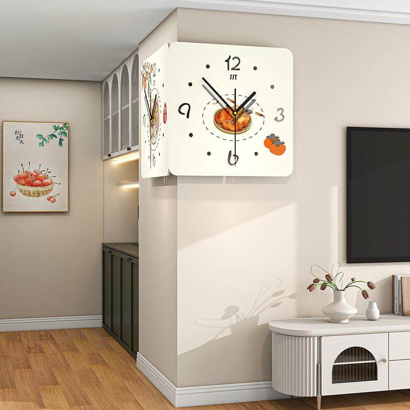 挂钟客厅装饰钟转角时钟高级感挂墙家用背景装饰现代简约钟表爆款