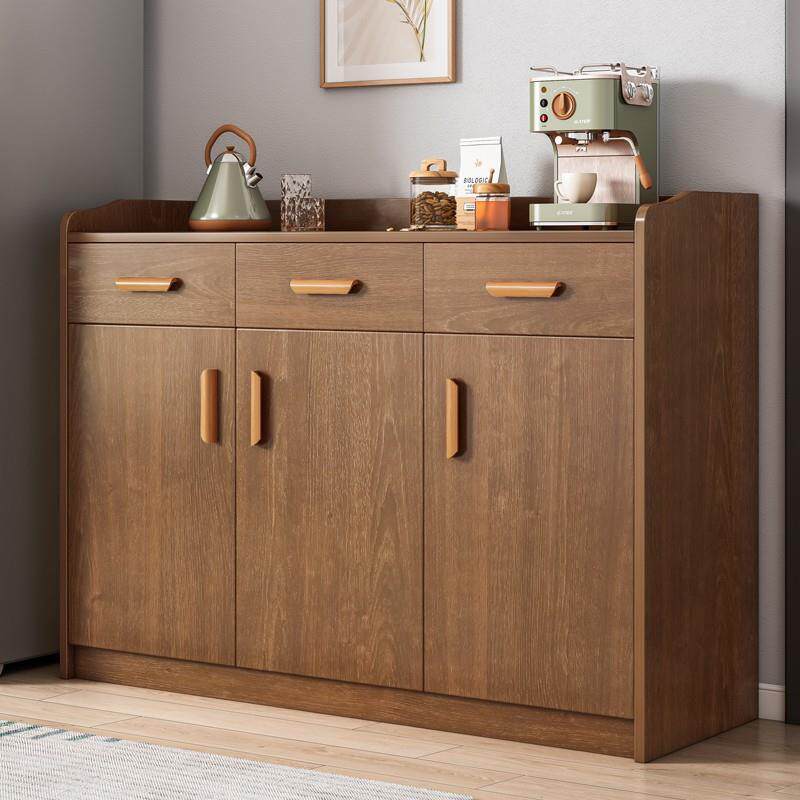 茶水柜家用靠墙客厅餐边柜储物柜子碗柜实木色现代简约厨房收纳柜