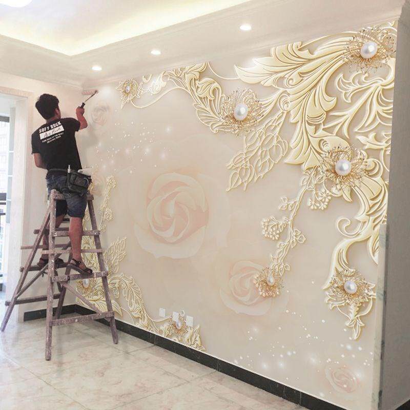 轻奢欧式电视背景墙壁纸客厅简约浮雕装饰贴纸自粘3d立体墙贴壁画