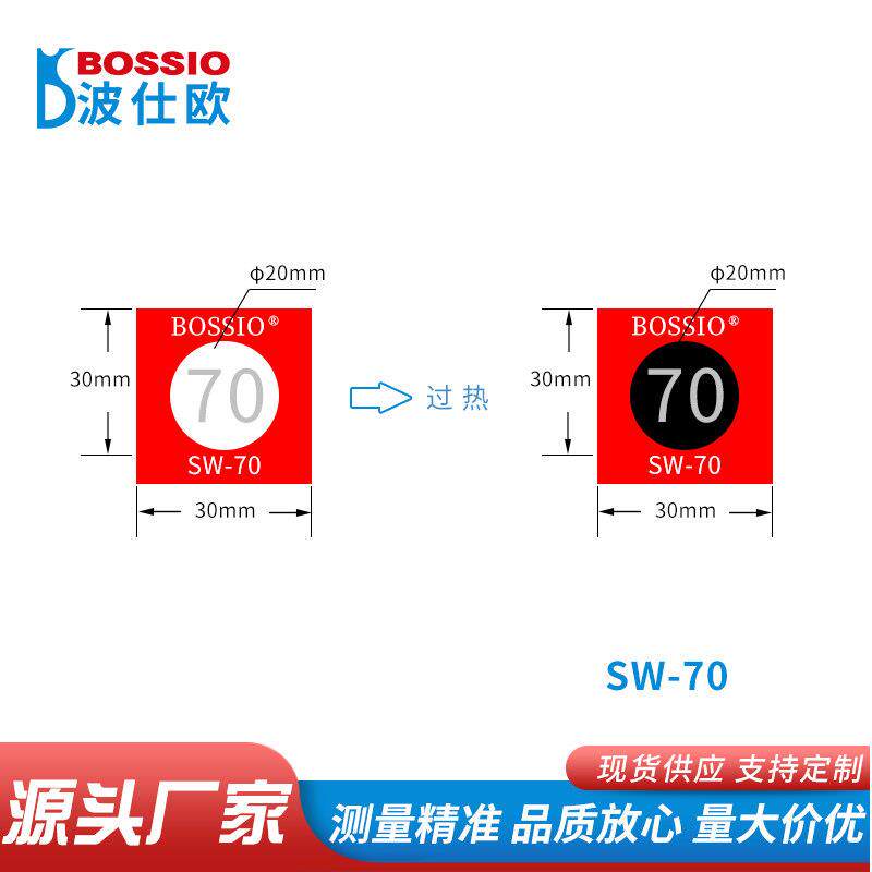 波仕欧SW-70变色测温贴片电力示温片不可逆赶温胶贴温度试纸防水