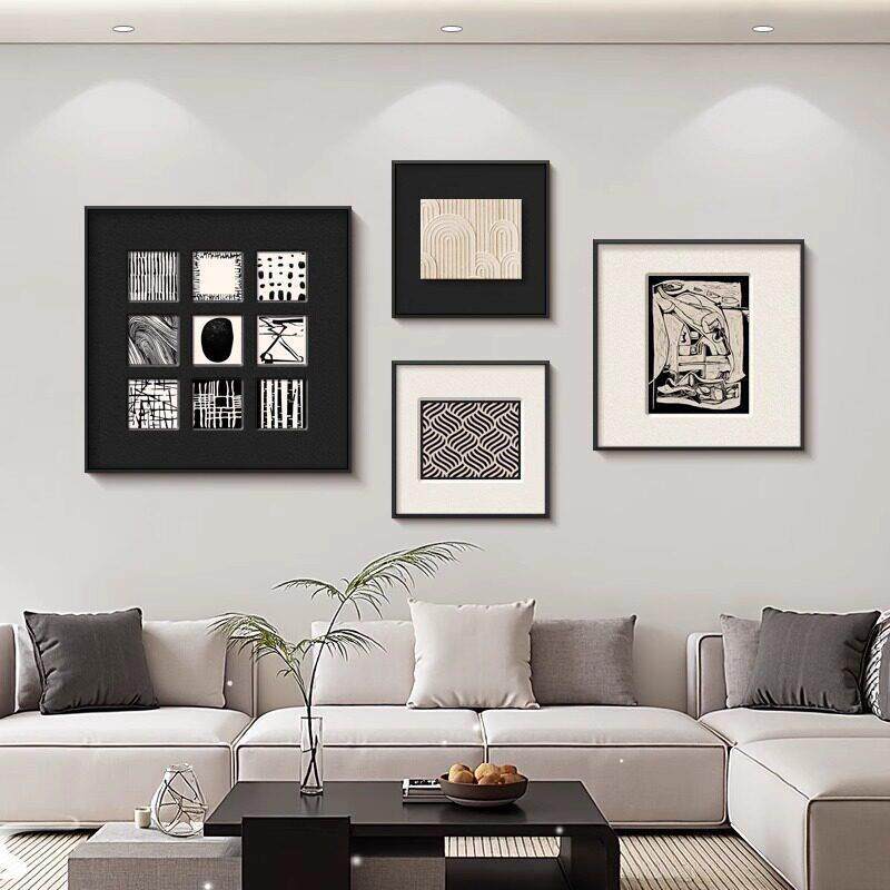 2026新款意式极简客厅装饰画沙发背景墙壁画立体砂岩小众艺术挂画