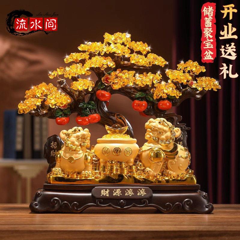 招财貔貅聚宝盆发财树摆件办公室收银台装饰品乔迁开业礼品