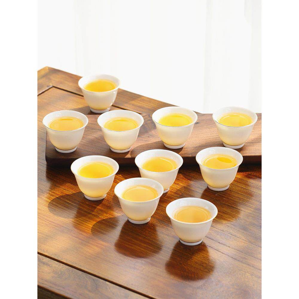 羊脂玉瓷茶杯德化白瓷品茗单杯功夫茶杯10个装陶瓷小茶杯礼品定制