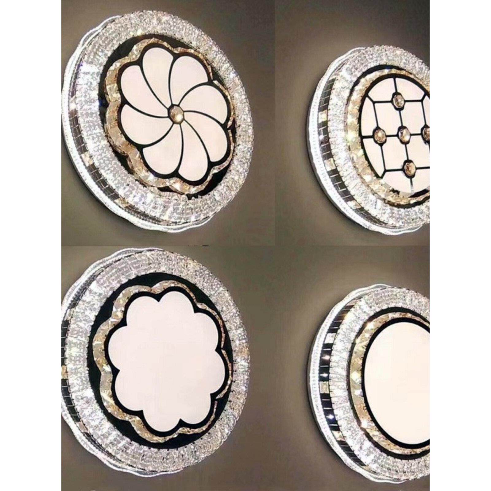 卧室灯水晶吸顶灯现代简约圆形led客厅轻奢无极调光新款智能灯具