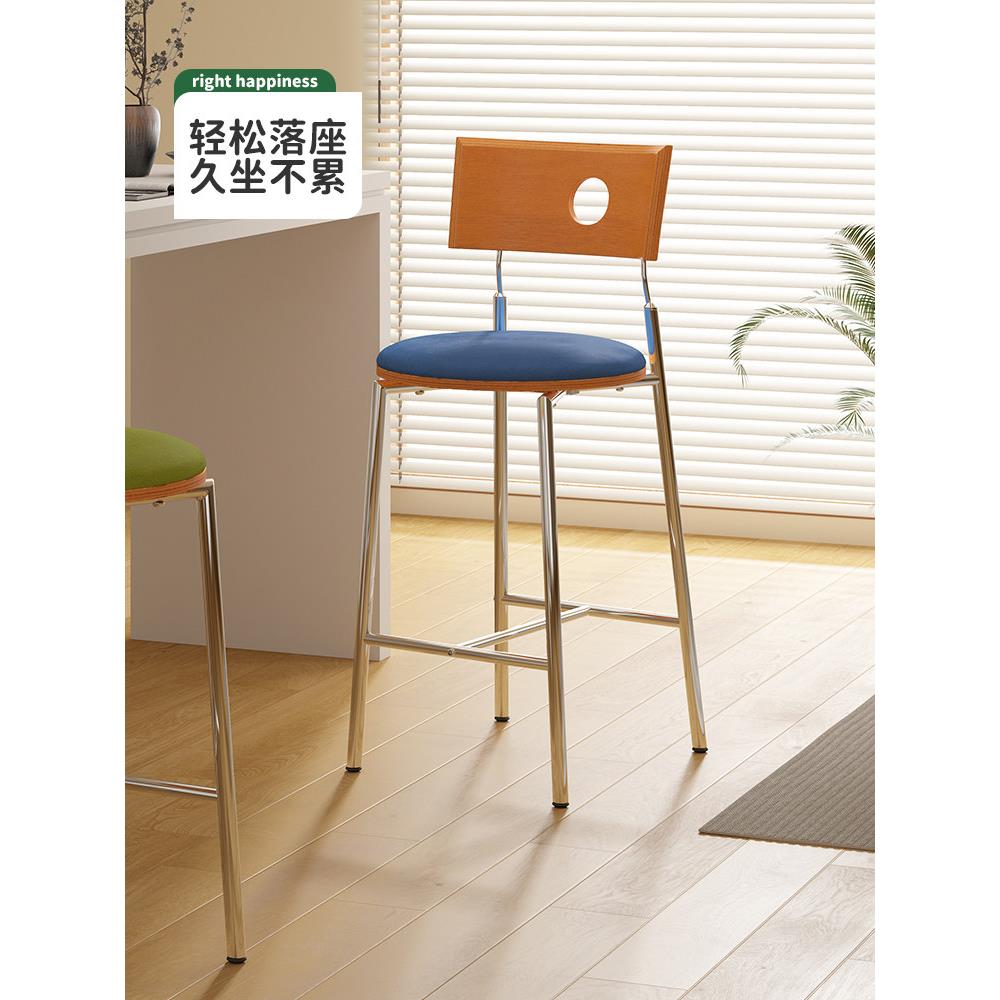 中古餐椅家用吧台椅轻奢设计师款高脚椅意式高脚凳现代简约岛台椅