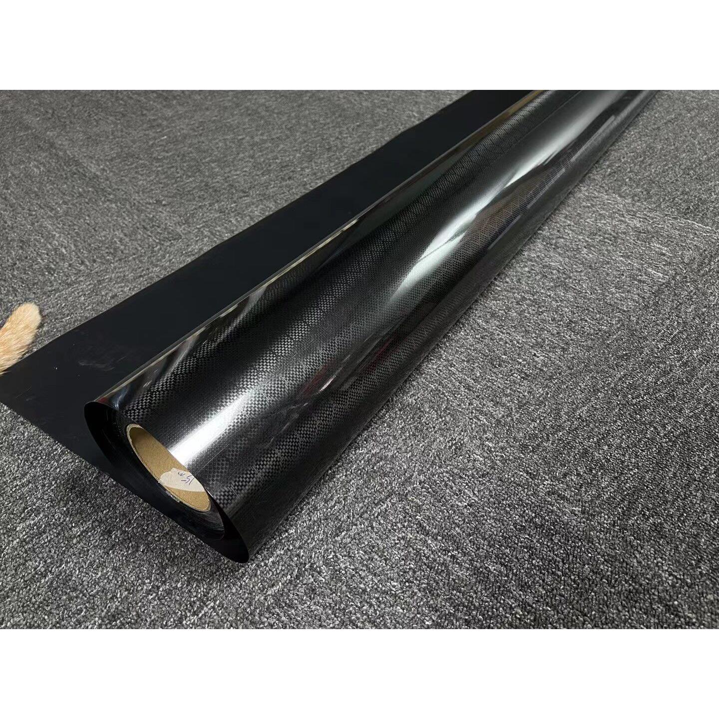 汽车改色膜PET锻造碳纤维贴纸内饰中控亮黑金属后照镜车身顶贴膜