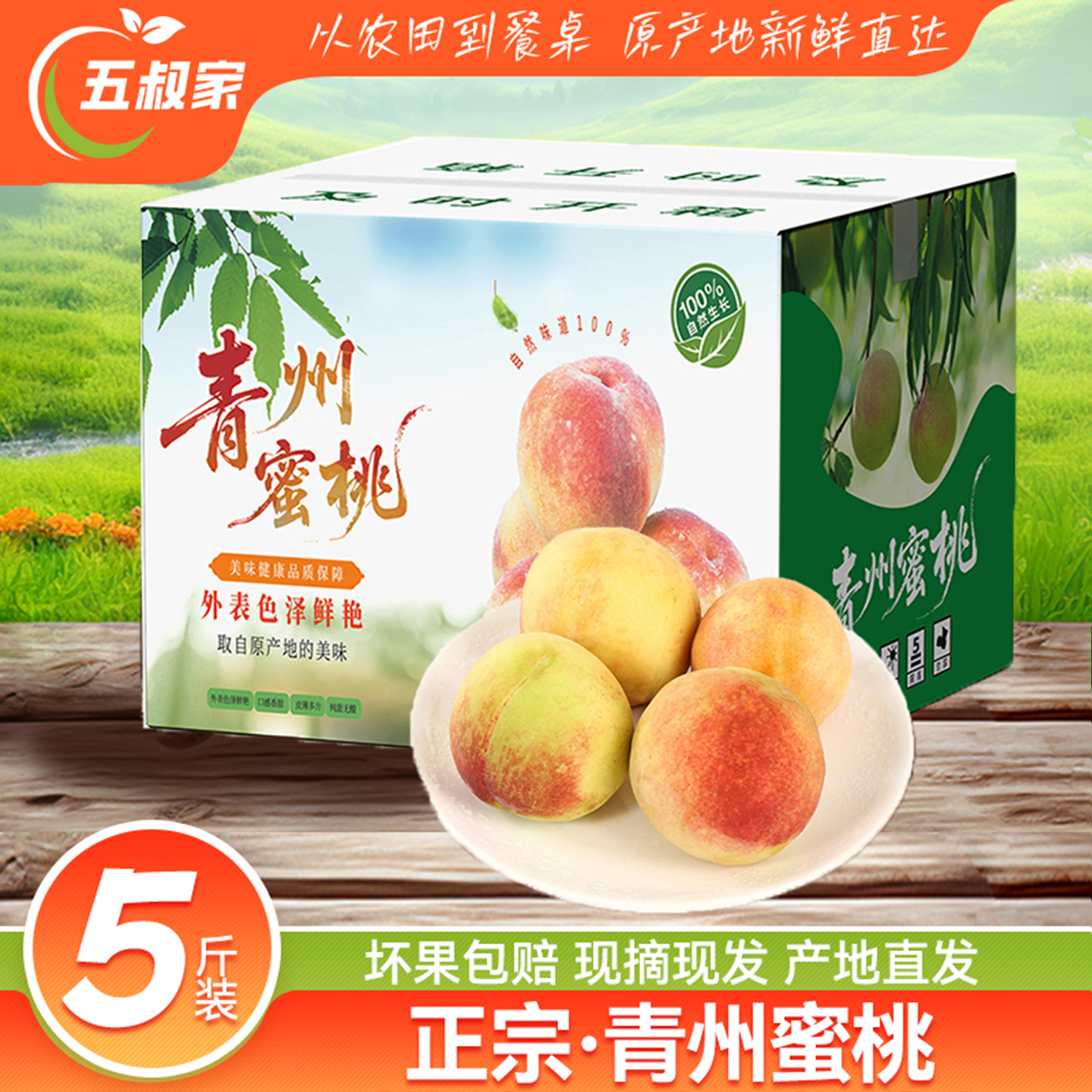 五叔家青州蜜桃正宗新鲜脆硬青皮