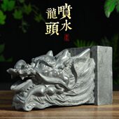 石雕龙头喷水景墙青石喷泉别墅庭院装 饰户外公园鱼池流水景观摆件