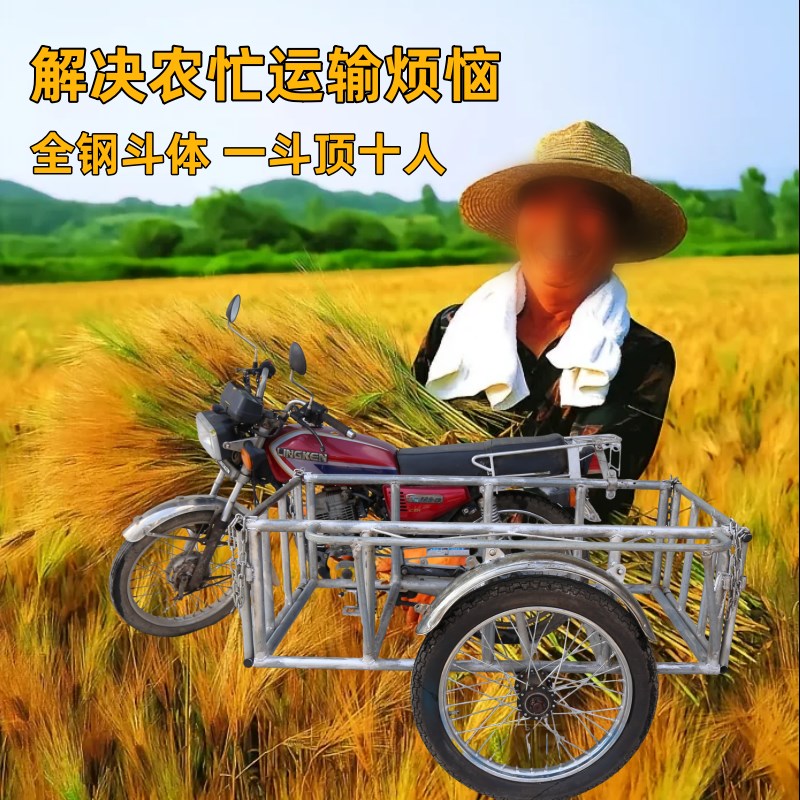 三轮车改装边偏挎斗果园用农用工程用摩托车加装边斗拉货运输配件