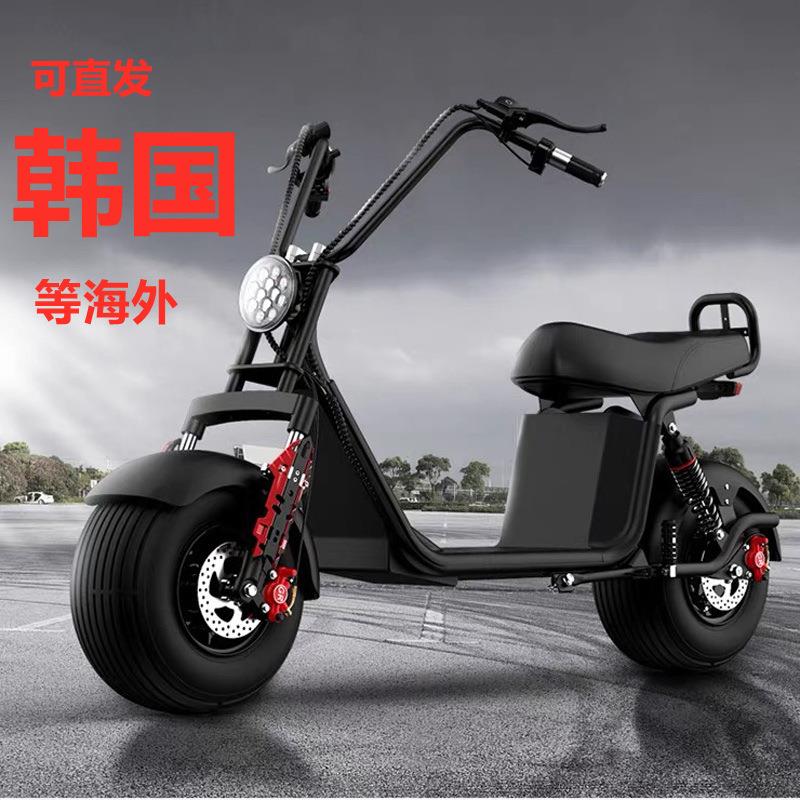 跨境EEC哈雷电动滑板车两轮代步电瓶车大轮胎宽胎踏板骑行车