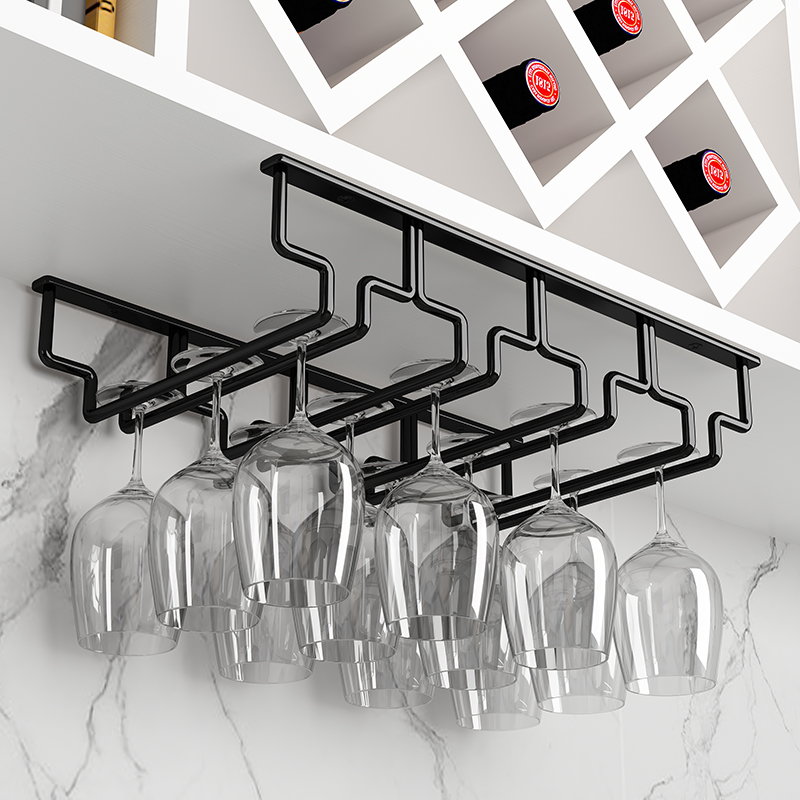 酒柜304不锈j钢红酒杯架倒挂家用高脚杯架悬挂酒杯架摆件轻奢高档