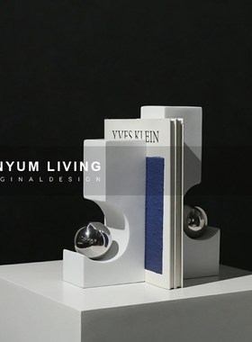 轻奢风珠联璧合书档简r约客厅样板房书房装饰金属几何桌面摆件