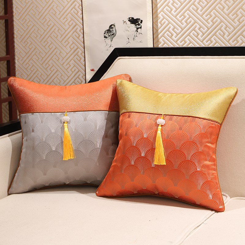 中式轻奢抱枕沙发靠枕办公室护腰枕床头靠垫Q大靠背抱枕套含枕芯